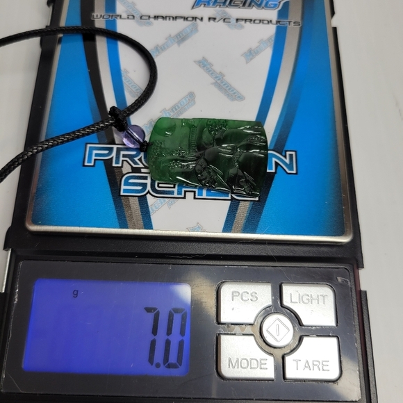 Jade natural grade A carved engraved square pendant necklace - Picture 13 of 13